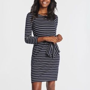 Ralph Lauren Jeans nautical stripes navy blue & white cotton dress, size M